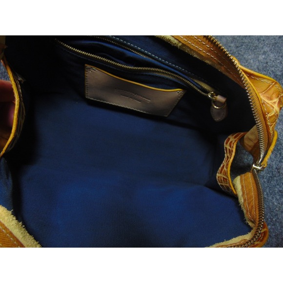 Dooney Bourke Purse Small East West Top Zip Yellow Crocodile Leather Bag FLAW - Picture 4 of 16